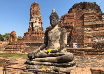 Ayutthaya Wat Mahathat - Buddha-Statue in hinteren Teil