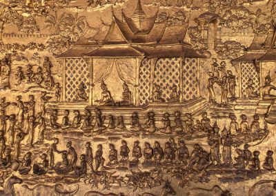 Wat May Souvannapoumaram Luang Prabang - Verzierte Wände im Eingangsbereich