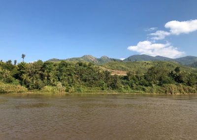 Grüne Hügel entlang des Mekong