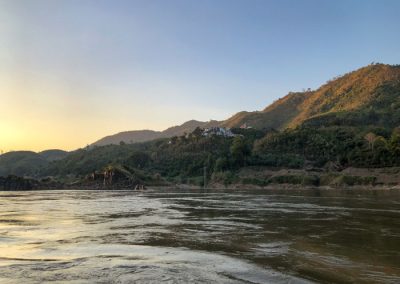 Sonnenuntergang am Mekong bei Pak Beng