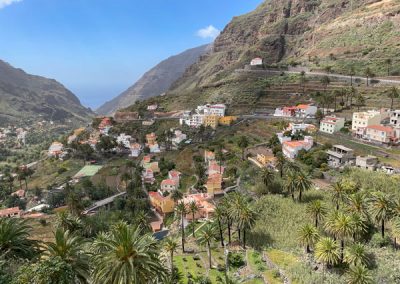 Wandern auf La Gomera: Rundwanderung El Guro - La Vizcaina: Blick vom Restaurant Macondo