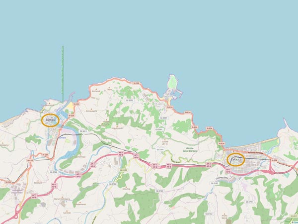 Camino del Norte - Zarautz nach Zumaia - Karte